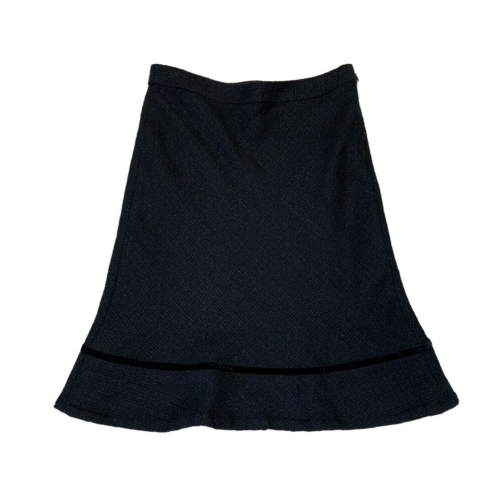 Gap Tweed Wool Blend Skirt Womens 0 Black Textured Knee Length A Line Side Zip